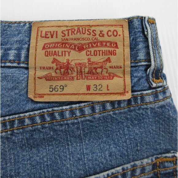 VINTAGE Levis 569 Shorts 32 Jorts Loose Fit Skater Y2K Red Tab Denim * - Picture 10 of 13